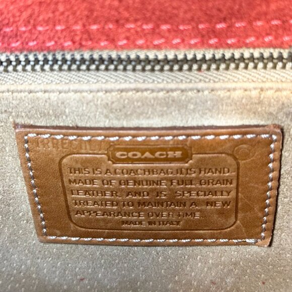 Vintage Coach DAKOTA LARIAT Made in Italy Red with Saddle Trim Rare - Picture 11 of 15